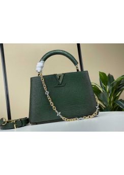 Louis Vuitton Capucines BB Green Lizard Embossed Leather Tote Shoulder Bag N48865