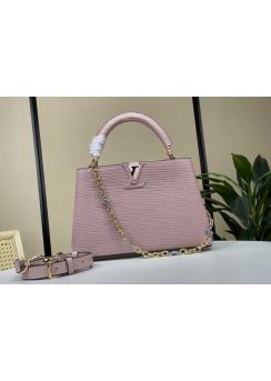 Louis Vuitton Capucines BB Light Pink Lizard Embossed Leather Tote Shoulder Bag N48865