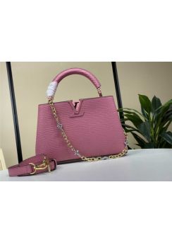 Louis Vuitton Capucines BB Pink Lizard Embossed Leather Tote Shoulder Bag N48865