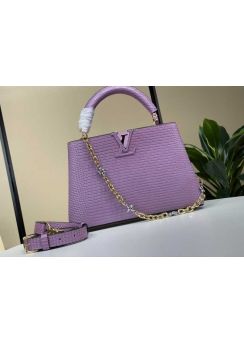 Louis Vuitton Capucines BB Purple Lizard Embossed Leather Tote Shoulder Bag N48865