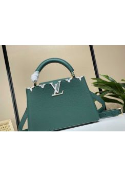 Louis Vuitton Capucines BB Tote Shoulder Bag Green Grained Calf Leather m48865 
