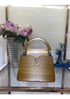 Louis Vuitton Capucines Mini Bag Gold Crocodile Leather