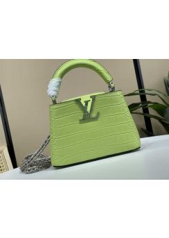 Louis Vuitton Capucines Mini Bag Light Green Shiny Crocodile Embossed Leather M48865