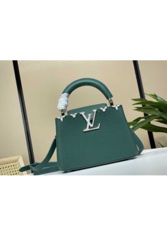 Louis Vuitton Capucines Mini Tote Shoulder Bag Green Grained Calf Leather M48865 