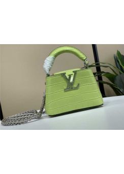 Louis Vuitton Capucines Nano Bag Light Green Shiny Crocodile Embossed Leather M48865