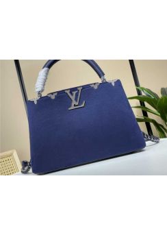 Louis Vuitton Capucines PM Blue Wool and Leather Bag M48865