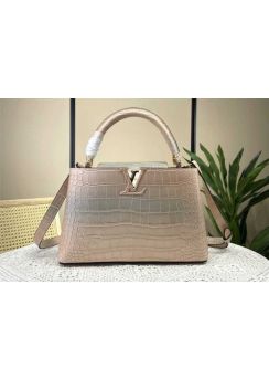 Louis Vuitton Capucines PM Bag Pink Crocodile Embossed Leather M48865 