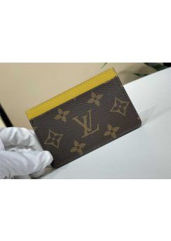 Louis Vuitton Card Holder Monogram Canvas and Yellow Leather M61733