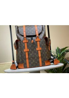 Louis Vuitton Christopher MM Backpack Orange Leather and Monogram Canvas M46814