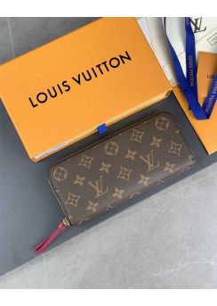 Louis Vuitton Clemence All Round Zip Wallet Monogram Canvas Burgundy N61264