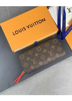 Louis Vuitton Clemence All Round Zip Wallet Monogram Canvas Red N61264 
