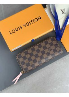 Louis Vuitton Clemence All Round Zip Wallet Damier Canvas Pink N61264
