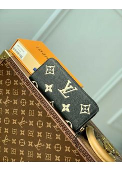 Louis Vuitton Clemence Zipped Wallet Black Monogram Leather M82338
