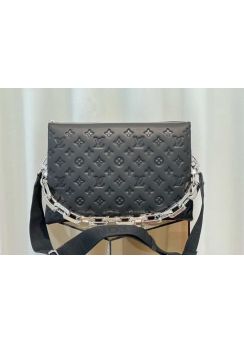 Louis Vuitton Coussin MM Chain Shoulder Bag Black Puffy Lambskin M20771 