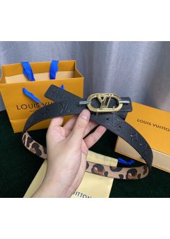 Louis Vuitton Everyday Chain LV 30MM Reversible Belt Leopard Printed Leather