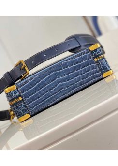 Louis Vuitton Handle Soft Trunk Blue Crocodile Embossed Leather Bag M59351