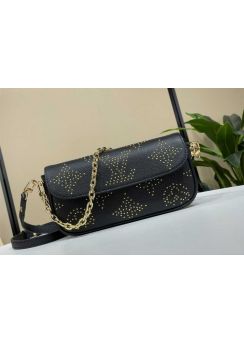 Louis Vuitton Ivy Wallet on Chain Shoulder Bag Black Leather with Studs M82210