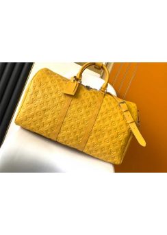 Louis Vuitton Keepall Bandouliere 50 Yellow Taurillon Monogram Leather Travel Bag M23751