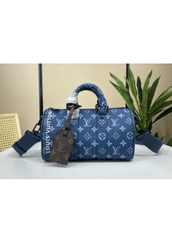 Louis Vuitton Keepall Bandouliere 25 Travel Bag Atlantic Blue Monogram Canvas M46803 