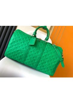 Louis Vuitton Keepall Bandouliere 50 Green Taurillon Monogram Leather Travel Bag M23751