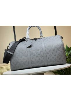 Louis Vuitton Keepall Bandouliere 50 Grey Monogram Leather Travel Bag M41416