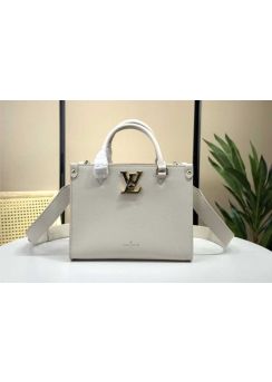 Louis Vuitton Lock and Go White Grained Calf Leather Shoulder Crossbody Bag M22311 
