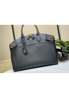Louis Vuitton Lock It MM Top Handle Shoulder Bag Black Taurillon Calfskin M22925