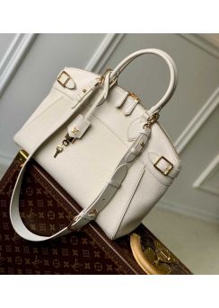 Louis Vuitton Lock It MM Top Handle Shoulder Bag White Calfskin M22925 