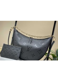 Louis Vuitton Loop Hobo Half Moon Shape Chain Shoulder Bag Black Monogram Leather m46739
