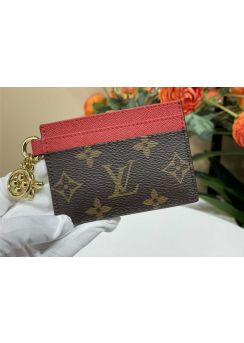 Louis Vuitton LV Charms Card Holder Monogram Canvas Red Leather M82132