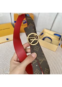 Louis Vuitton LV Circle 30MM Reversible Belt Monogram Red Leather 