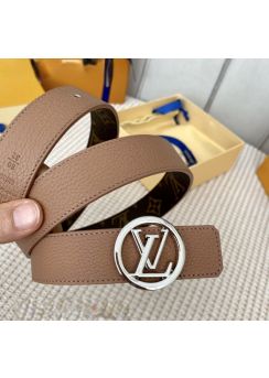 Louis Vuitton LV Circle 30MM Reversible Monogram Beige Leather Belt