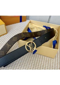 Louis Vuitton LV Circle 30MM Reversible Monogram Black Leather Belt