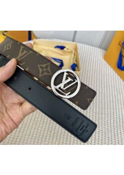 Louis Vuitton LV Circle 30MM Reversible Monogram Leather Black Belt