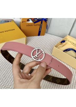 Louis Vuitton LV Circle 30MM Reversible Monogram Pink Leather Belt