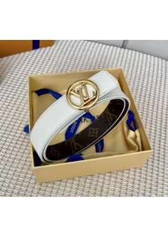 Louis Vuitton LV Circle 30MM Reversible Monogram White Leather Belt