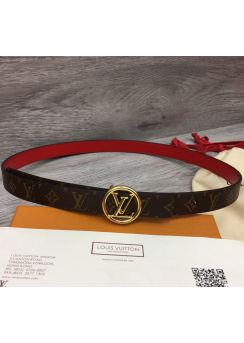 Louis Vuitton LV Circle Reversible Belt Monogram Canvas and Red Leather 20MM