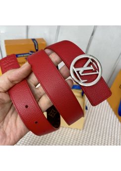 Louis Vuitton LV Circle  Reversible Monogram Red Leather Belt 30MM