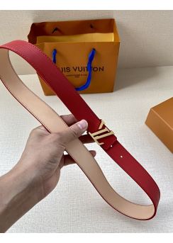 Louis Vuitton LV Ghost Buckle 30MM Reversible Belt Red Epi Calf Leather