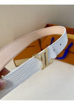 Louis Vuitton LV Ghost Buckle 30MM Reversible Belt White Epi Calf Leather