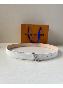 Louis Vuitton LV Ghost Buckle 30MM Reversible Epi Calf Leather White Belt 