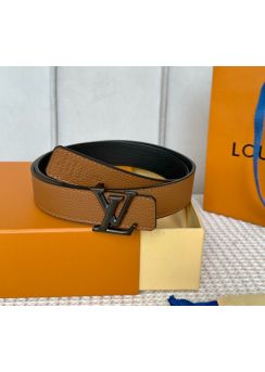 Louis Vuitton LV Initiales 30MM Black Brown Calf Leather Belt