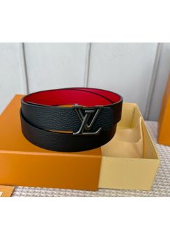 Louis Vuitton LV Initiales 30MM Black Red Calf Leather Belt