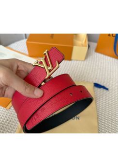 Louis Vuitton LV Initiales 30MM Black Red Calfskin Leather Belt