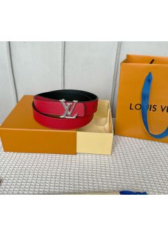 Louis Vuitton LV Initiales 30MM Black Red Leather Belt
