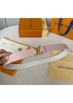 Louis Vuitton LV Initiales 30MM Pink White Calfskin Leather Belt