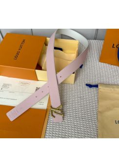 Louis Vuitton LV Initiales 30MM Pink White Leather Belt