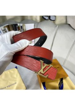 Louis Vuitton LV Initiales 30MM Red Epi Calf Leather Belt