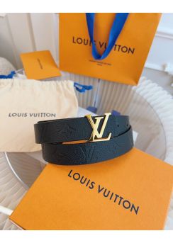 Louis Vuitton LV Initiales Black Monogram Leather Belt 30MM