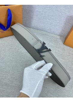 Louis Vuitton LV Initiales Color Blocks Calf Gray Leather Belt 
